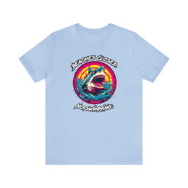 Beaches Closed. No Swimming. Great White. - Unisex Short Sleeve Tee Shirt - Baby Blue, XL