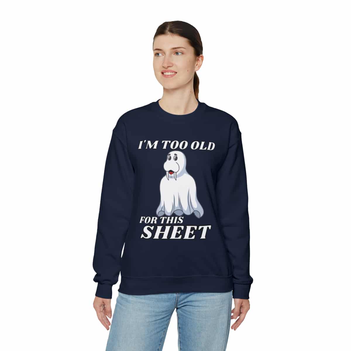 I'm Too Old For This Boo Sheet - Walrus Carp Ghost - Unisex Heavy Blend™  Crewneck Sweatshirt