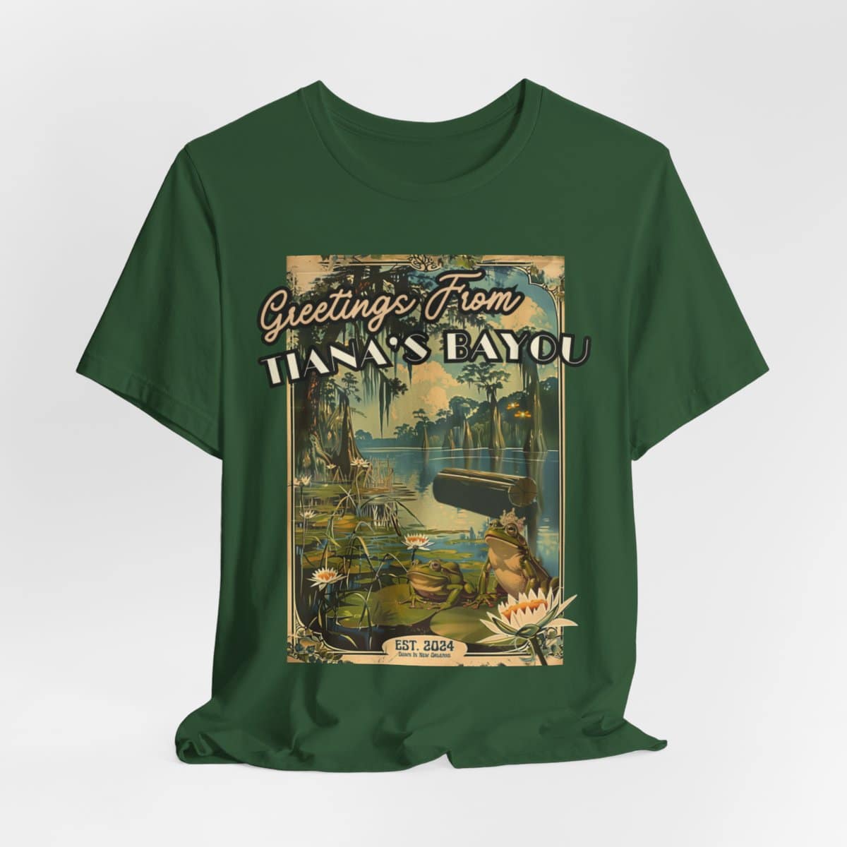 Tiana's Bayou Vintage Postcard - Unisex Short Sleeve Tee Shirt