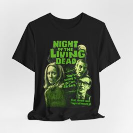 Black Night of the Living Dead t-shirt with vintage horror print and classic film quotes