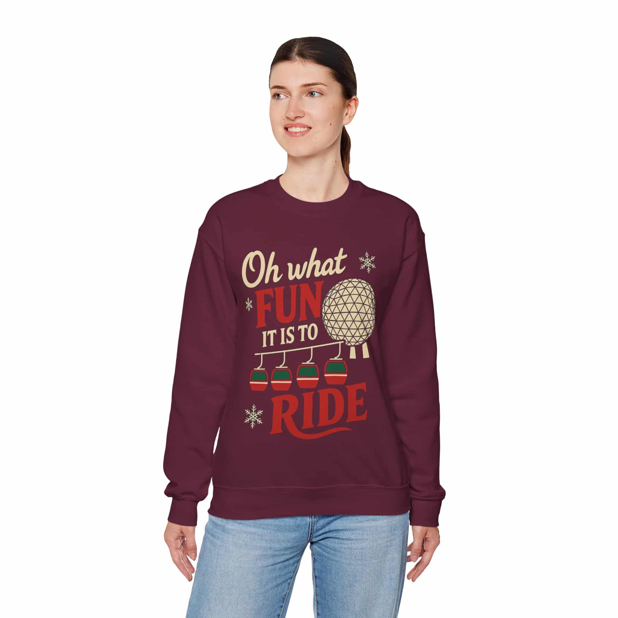 Oh What Fun It is to Ride Skyliner Crewneck Sweatshirt - Image 3
