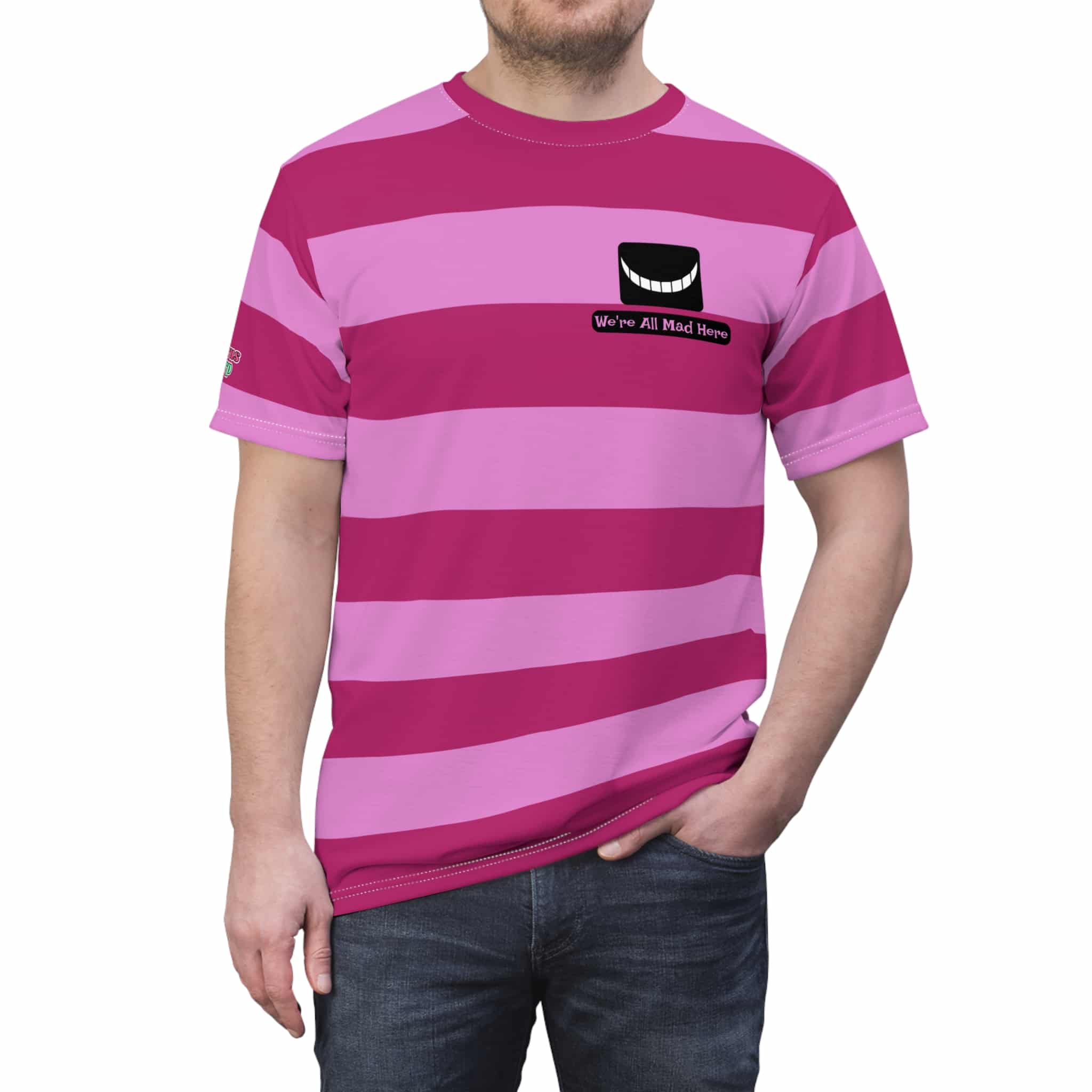 Cheshire Cat (We're All Mad Here) - Unisex AOP Cut & Sew Tee - Image 3