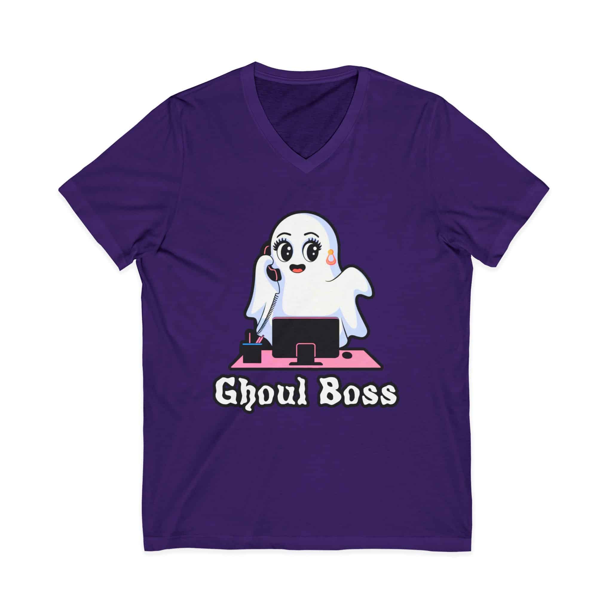 Ghoul Boss- Unisex Jersey Short Sleeve V-Neck Tee - Image 2